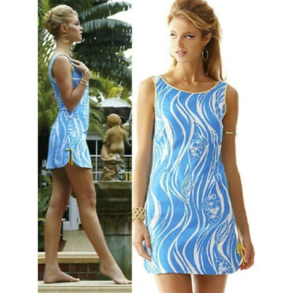 Lilly Pulitzer Delia Joe fish blue shift dress 4